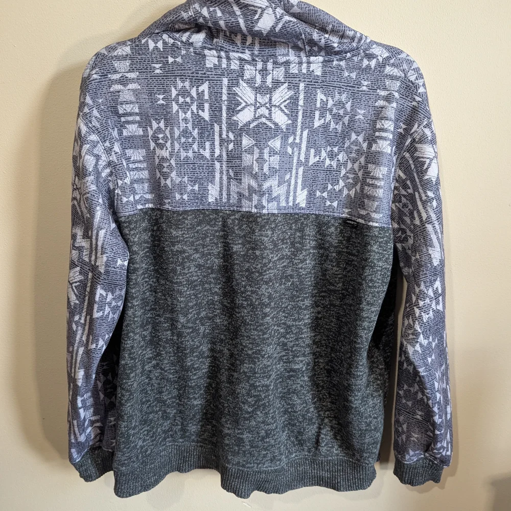 Hooey Aztec Print Pullover Hoodie Medium Gray Southwestern Sweatshirt
